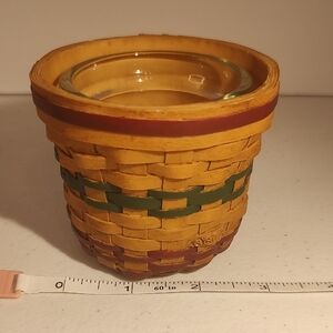 Resin Basket Replica Of A Longaberger Basket Red Green Trim